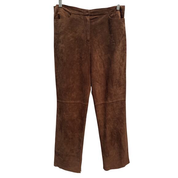 Vintage Kenneth Cole reaction suede leather retro brown high rise lined pants 10 - Picture 1 of 16